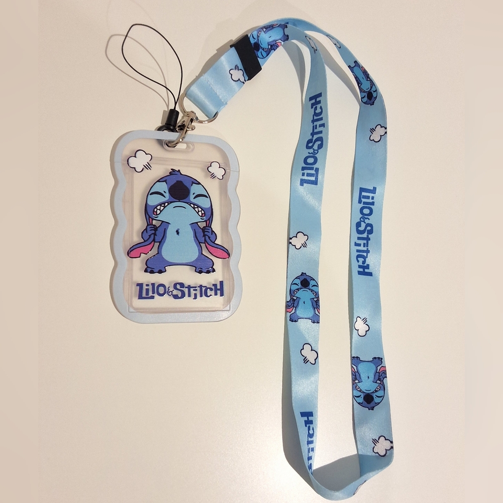 Disney Lilo & Stitch Lanyard ID Badge Card Holder, NEW